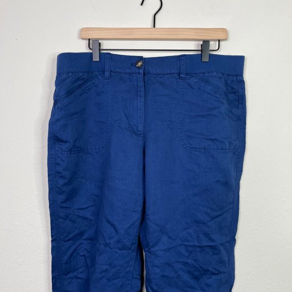 J. Jill Blue Linen Blend Capris Pant Size Roll Up Button - Picture 6 of 9
